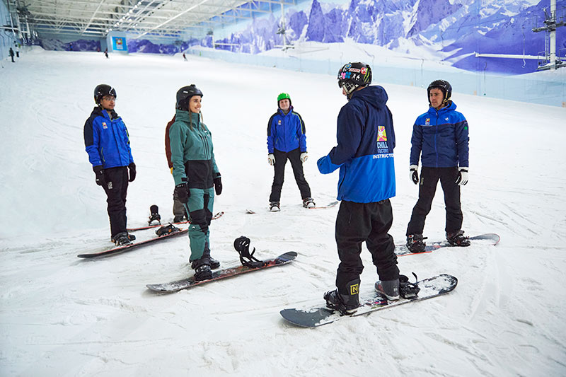 Snowboarders on a lesson at Chill Factor<sup>e</sup>