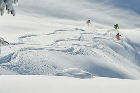 Ski tracks in snow